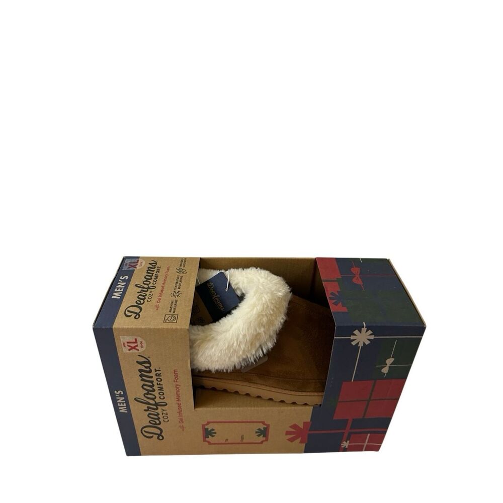 Dearfoams Gel infused memory foam slippers brown men’s 13/14 new in‎ box